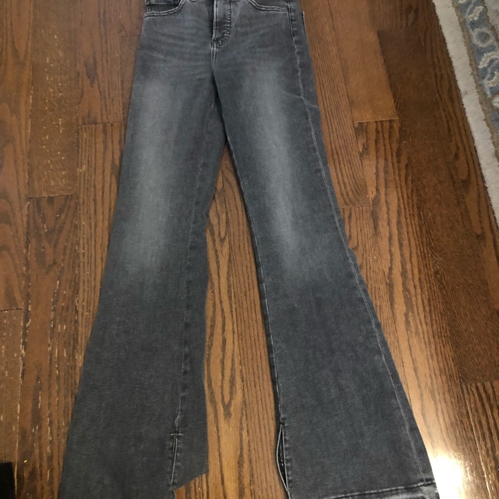 Express NWT flare side slit grey jeans